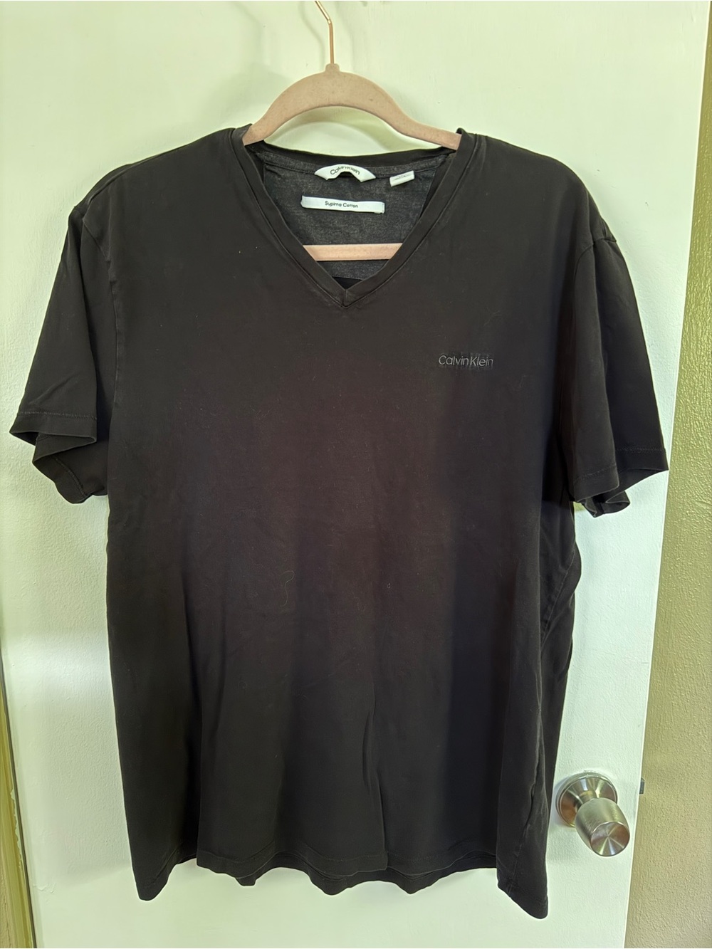 Calvin Klein Men’s Black V-Neck Tee with Subtle Logo
